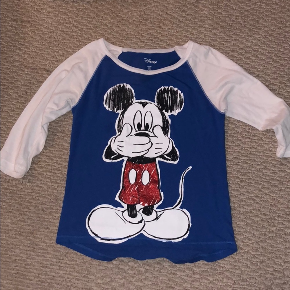 Blue Mickey Mouse Baseball Tee Women’s Small